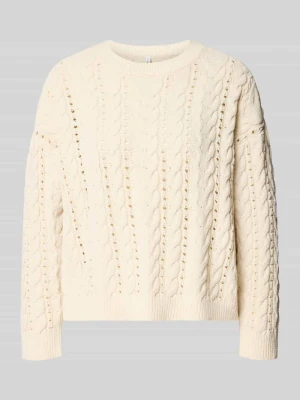 Sweter ze wzorem w warkocze Only Złamany biały