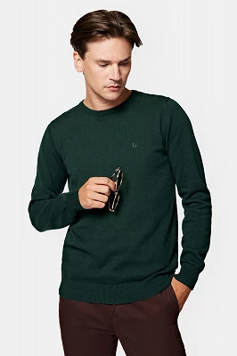 Sweter Zielony z Bawełną Gładki Tony Lancerto