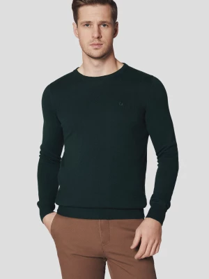 Sweter Zielony z Bawełną Gładki Morey Lancerto