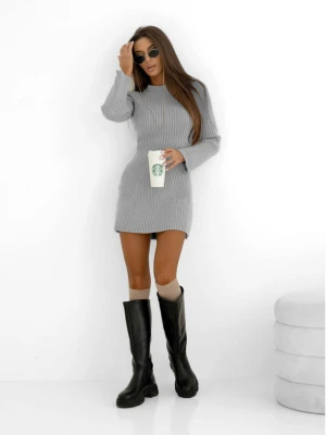 Sweterkowa mini sukienka NOVALIA - szara  magmac 
