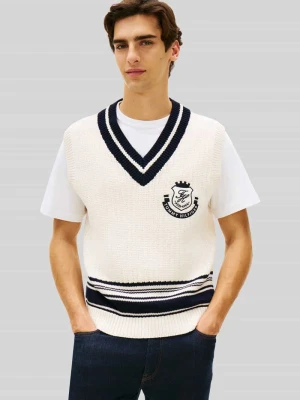 Swetervest z wyhaftowanym herbem i logo z czystej bawełny Tommy Hilfiger