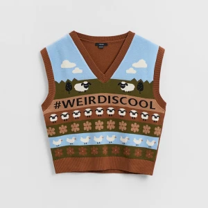 Swetrowa kamizelka z napisem #WEIRDISCOOL House