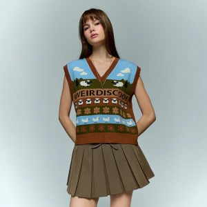 Swetrowa kamizelka z napisem #WEIRDISCOOL House