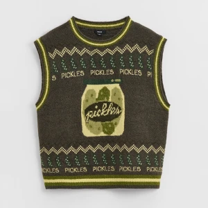 Swetrowa kamizelka z żakardowym wzorem Pickles zielona House