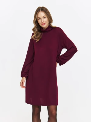 Swetrowa sukienka z golfem bordowa Top Secret