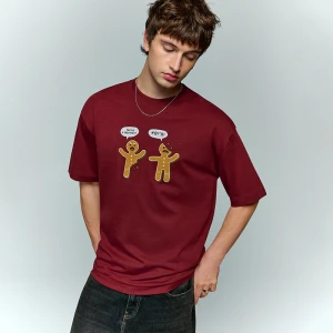 Świąteczna bordowa koszulka z nadrukiem pierniczków House