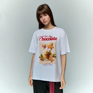 Świąteczna koszulka z nadrukiem Hot Xmas Chocolate biała House