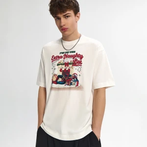 Świąteczna kremowa koszulka z nadrukiem Deadpool House