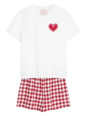 Świąteczna piżama SWEETHEART z flanelową kratą Esotiq kremowy