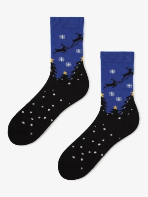 Świąteczne skarpetki damskie z lecącymi reniferami Angora No Terry X35 Marilyn