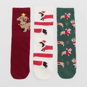 Świąteczne skarpetki z motywem jamników 3-pak House