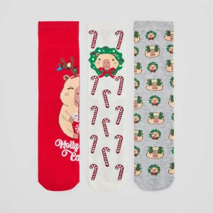 Świąteczne skarpetki z motywem kapibary 3-pak House