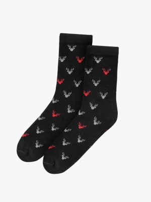 Świąteczne skarpety unisex z reniferami Ryłko Czarny