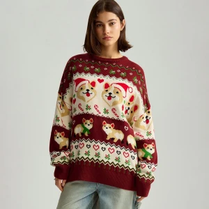 Świąteczny sweter o fasonie oversize corgi House