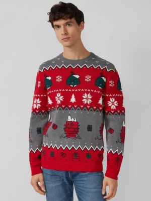 Świąteczny sweter z czystej bawełny z motywem Peanuts® s.Oliver
