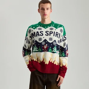 Świąteczny sweter z printem na całej powierzchni House