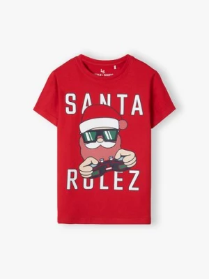 Świąteczny t-shirt chłopięcy - Santa Rulez Lincoln & Sharks by 5.10.15.