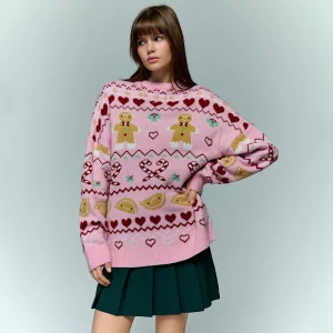 Zdjęcie produktu Świąteczny wzorzysty sweter różowy House