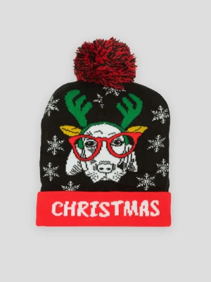 Świecąca czapka czapka świąteczna z lampkami LED Reporter