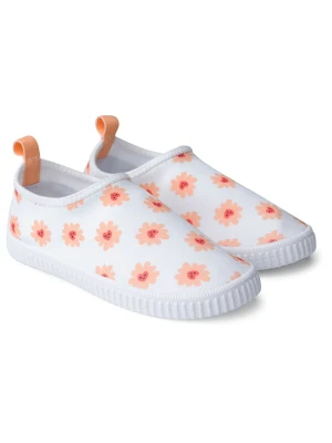 Swim Essentials Buty kąpielowe "Floral Love" w kolorze biało-pomarańczowym rozmiar: 32