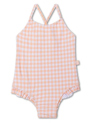 Swim Essentials Strój kąpielowy "Sunset Grid" w kolorze biało-pomarańczowym rozmiar: 86/92