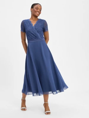 Swing Damska sukienka wieczorowa Kobiety niebieski jednolity,
