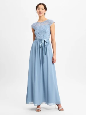 Swing Damska sukienka wieczorowa Kobiety Sztuczne włókno niebieski jednolity,