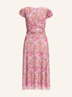 Swing Sukienka Koktajlowa Z Błyszczącą Przędzą I Plisami pink