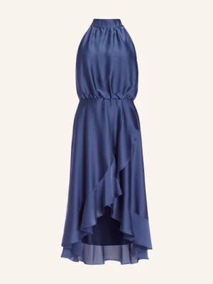 Swing Sukienka Koktajlowa Z Satyny Z Wolantami blau