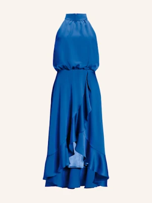 Swing Sukienka Koktajlowa Z Satyny Z Wolantami blau