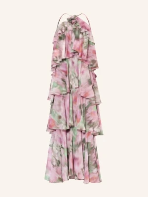 Swing Suknia Wieczorowa Z Falbanami rosa