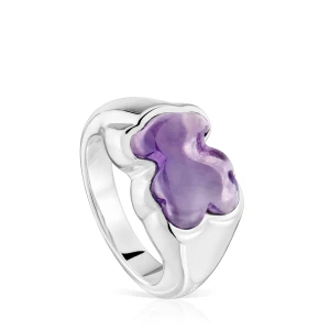 Sygnet Bold Motif Ze Srebra, Z Motywem Misia Z Ametystu - Tous