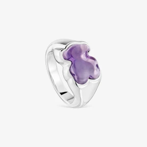 Sygnet Bold Motif Ze Srebra, Z Motywem Misia Z Ametystu - Tous