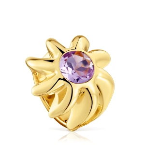 Sygnet Ze Srebra Pokrytego 18-Karatowym Złotem Z Ametystem Galia - Tous