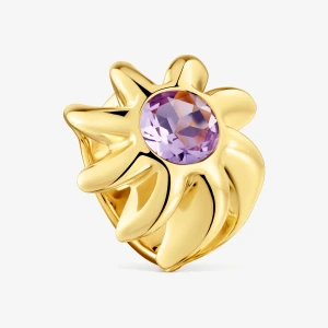 Sygnet Ze Srebra Pokrytego 18-Karatowym Złotem Z Ametystem Galia - Tous