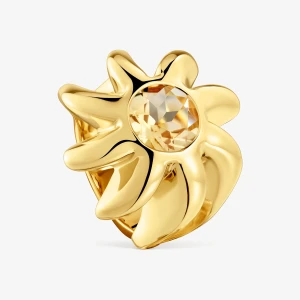 Sygnet Ze Srebra Pokrytego 18-Karatowym Złotem Z Cytrynem Galia - Tous