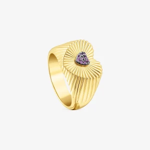 Sygnet Ze Srebra Vermeil Z Motywem Serca Z Rodolitu Iris Motif - Tous