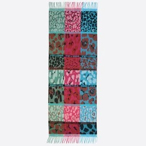 Szal akrylowy żakard patchwork animal print fuksja BIMBA Y LOLA