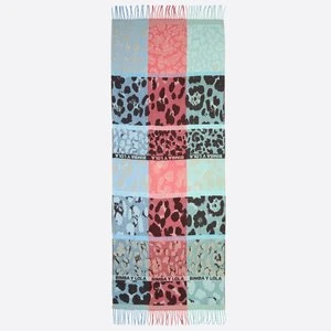 Szal akrylowy żakard patchwork animal print koralowy BIMBA Y LOLA