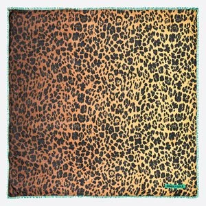 Szal animal print brązowy gradientowy deseń i kontrastujące frędzle BIMBA Y LOLA