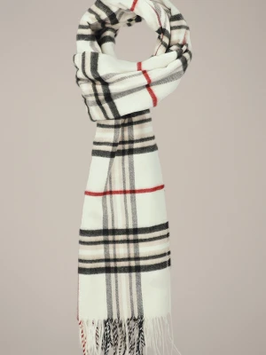 Szal Biały w Kratę Tartan Unisex Lancerto