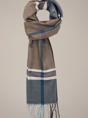 Szal Brązowo-Granatowy w Kratę Tartan Lancerto