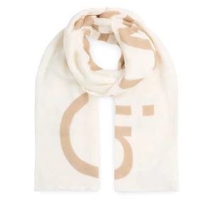 Szal Calvin Klein Bold Logo Cotton Hemp Scarf K60K612975 Écru