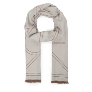 Szal Calvin Klein Emblem Repeat Lw Shawl W Fringes LV04F8074G Biały