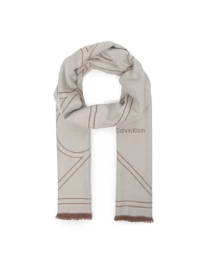 Szal Calvin Klein Emblem Repeat Lw Shawl W Fringes LV04F8074G Biały