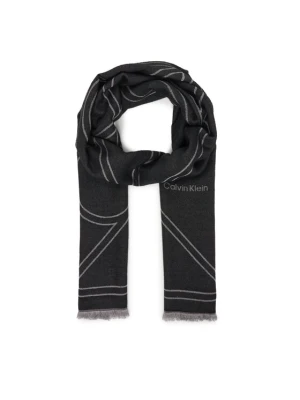 Szal Calvin Klein Emblem Repeat Lw Shawl W Fringes LV04F8074G Czarny