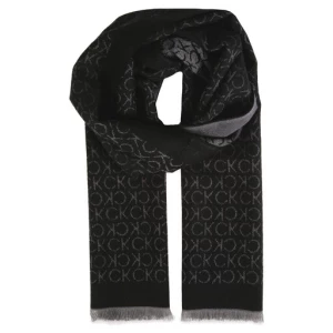 Szal Calvin Klein Monogram Woven Scarf 35x180 Czarny