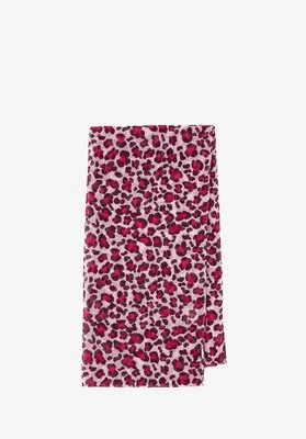 Szal damski w drobną panterkę różowo - bordowy Wittchen