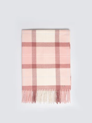 Szal damski w kratę różowy Saikas 601 BIG STAR