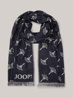 Szal Feris w chabrowy wzór w kolorze ciemnoniebieskim Joop